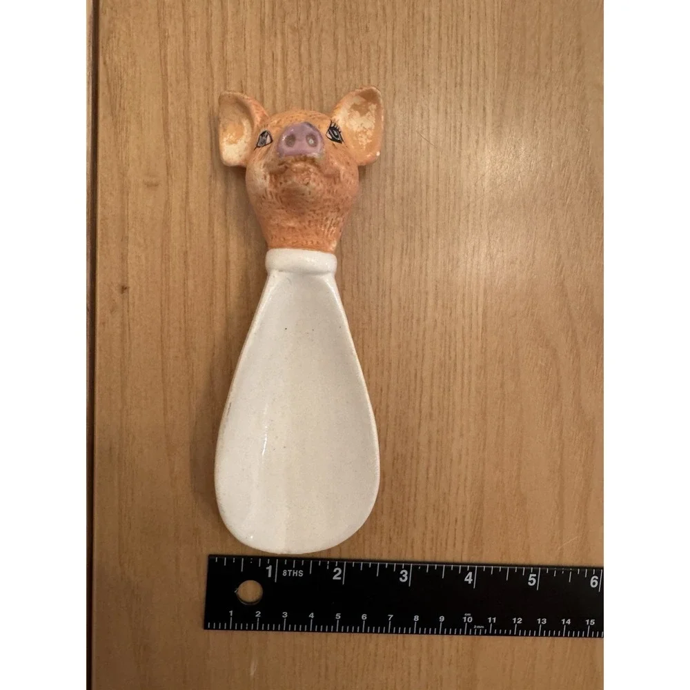 VTG PIG SCOOP CERAMIC Eclectic Animal Serveware Painted‎ Ceramic Cottagecore Ktn